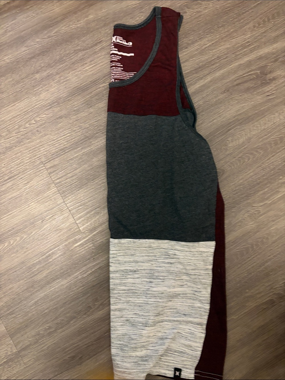 Hurley Two-Tone Scoop Tank Top - Maroon and Charcoal - Picture 4 of 5